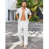 imageCOOFANDY Mens Casual Linen Cotton Pants Elastic Waist Summer Beach Trousers Lightweight Yoga Vacation PantsWhite