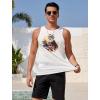 imageCOOFANDY Mens Graphic Tank Tops Summer Beach Sleeveless T Shirt Hawaiian Palm Tree Vacation Muscle Gym TankWhitecar Coconut