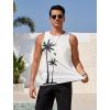 imageCOOFANDY Mens Graphic Tank Tops Summer Beach Sleeveless T Shirt Hawaiian Palm Tree Vacation Muscle Gym TankWhitecoconut