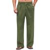 imageCOOFANDY Mens Casual Linen Cotton Pants Elastic Waist Summer Beach Trousers Lightweight Yoga Vacation PantsArmy Green