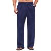 imageCOOFANDY Mens Casual Linen Cotton Pants Elastic Waist Summer Beach Trousers Lightweight Yoga Vacation PantsNavy Blue