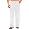 imageCOOFANDY Mens Casual Linen Cotton Pants Elastic Waist Summer Beach Trousers Lightweight Yoga Vacation PantsWhite