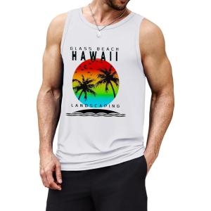 imageCOOFANDY Mens Graphic Tank Tops Summer Beach Sleeveless T Shirt Hawaiian Palm Tree Vacation Muscle Gym TankWhitehawaii Coconut