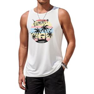 imageCOOFANDY Mens Graphic Tank Tops Summer Beach Sleeveless T Shirt Hawaiian Palm Tree Vacation Muscle Gym TankWhitesummer Coconut