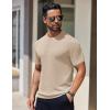 imageCOOFANDY Mens Knit TShirts Short Sleeve Crewneck Shirt Casual Textured Pullover TeesApricot