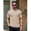 imageCOOFANDY Mens Knit TShirts Short Sleeve Crewneck Shirt Casual Textured Pullover TeesApricot