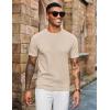 imageCOOFANDY Mens Knit TShirts Short Sleeve Crewneck Shirt Casual Textured Pullover TeesApricot