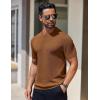 imageCOOFANDY Mens Knit TShirts Short Sleeve Crewneck Shirt Casual Textured Pullover TeesBrown
