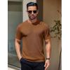 imageCOOFANDY Mens Knit TShirts Short Sleeve Crewneck Shirt Casual Textured Pullover TeesBrown