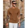 imageCOOFANDY Mens Knit TShirts Short Sleeve Crewneck Shirt Casual Textured Pullover TeesBrown