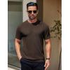 imageCOOFANDY Mens Knit TShirts Short Sleeve Crewneck Shirt Casual Textured Pullover TeesCoffee