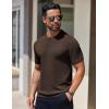imageCOOFANDY Mens Knit TShirts Short Sleeve Crewneck Shirt Casual Textured Pullover TeesCoffee