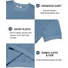 imageCOOFANDY Mens Knit TShirts Short Sleeve Crewneck Shirt Casual Textured Pullover TeesGray Blue