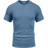 imageCOOFANDY Mens Knit TShirts Short Sleeve Crewneck Shirt Casual Textured Pullover TeesGray Blue