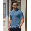 imageCOOFANDY Mens Knit TShirts Short Sleeve Crewneck Shirt Casual Textured Pullover TeesGray Blue