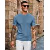 imageCOOFANDY Mens Knit TShirts Short Sleeve Crewneck Shirt Casual Textured Pullover TeesGray Blue