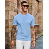 imageCOOFANDY Mens Knit TShirts Short Sleeve Crewneck Shirt Casual Textured Pullover TeesLight Blue