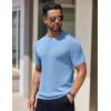 imageCOOFANDY Mens Knit TShirts Short Sleeve Crewneck Shirt Casual Textured Pullover TeesLight Blue