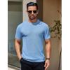 imageCOOFANDY Mens Knit TShirts Short Sleeve Crewneck Shirt Casual Textured Pullover TeesLight Blue