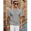imageCOOFANDY Mens Knit TShirts Short Sleeve Crewneck Shirt Casual Textured Pullover TeesLight Grey