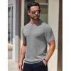 imageCOOFANDY Mens Knit TShirts Short Sleeve Crewneck Shirt Casual Textured Pullover TeesLight Grey