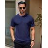 imageCOOFANDY Mens Knit TShirts Short Sleeve Crewneck Shirt Casual Textured Pullover TeesNavy Blue