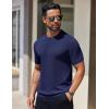 imageCOOFANDY Mens Knit TShirts Short Sleeve Crewneck Shirt Casual Textured Pullover TeesNavy Blue