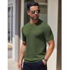 imageCOOFANDY Mens Knit TShirts Short Sleeve Crewneck Shirt Casual Textured Pullover TeesOlive Green