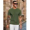 imageCOOFANDY Mens Knit TShirts Short Sleeve Crewneck Shirt Casual Textured Pullover TeesOlive Green