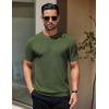 imageCOOFANDY Mens Knit TShirts Short Sleeve Crewneck Shirt Casual Textured Pullover TeesOlive Green
