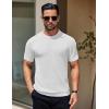 imageCOOFANDY Mens Knit TShirts Short Sleeve Crewneck Shirt Casual Textured Pullover TeesWhite
