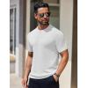 imageCOOFANDY Mens Knit TShirts Short Sleeve Crewneck Shirt Casual Textured Pullover TeesWhite