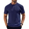 imageCOOFANDY Mens Knit TShirts Short Sleeve Crewneck Shirt Casual Textured Pullover TeesNavy Blue