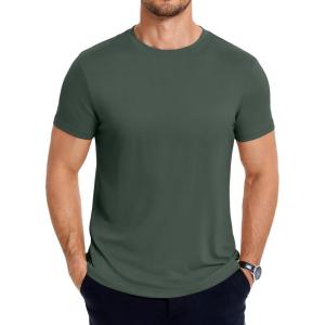 imageCOOFANDY Mens Short Sleeve TShirts Crew Neck Casual Summer T Shirts 13 Pack Basic Tee ShirtAdark Army Green 1 Pack