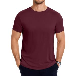 imageCOOFANDY Mens Short Sleeve TShirts Crew Neck Casual Summer T Shirts 13 Pack Basic Tee ShirtAdark Red 1pack