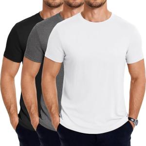 imageCOOFANDY Mens Short Sleeve TShirts Crew Neck Casual Summer T Shirts 13 Pack Basic Tee ShirtC BlackDark GreyWhite 3 Pack