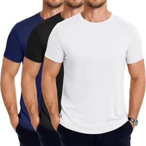 imageCOOFANDY Mens Short Sleeve TShirts Crew Neck Casual Summer T Shirts 13 Pack Basic Tee ShirtC BlackNavy BlueWhite 3 Pack