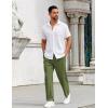 imageCOOFANDY Mens Casual Pants Drawstring Elastic Waist Pants Linen Summer Beach PantsArmy Green