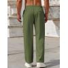 imageCOOFANDY Mens Casual Pants Drawstring Elastic Waist Pants Linen Summer Beach PantsArmy Green