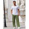 imageCOOFANDY Mens Casual Pants Drawstring Elastic Waist Pants Linen Summer Beach PantsArmy Green