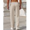 imageCOOFANDY Mens Casual Pants Drawstring Elastic Waist Pants Linen Summer Beach PantsBeige