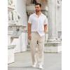 imageCOOFANDY Mens Casual Pants Drawstring Elastic Waist Pants Linen Summer Beach PantsBeige