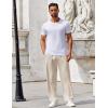 imageCOOFANDY Mens Casual Pants Drawstring Elastic Waist Pants Linen Summer Beach PantsBeige