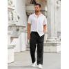imageCOOFANDY Mens Casual Pants Drawstring Elastic Waist Pants Linen Summer Beach PantsBlack