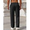 imageCOOFANDY Mens Casual Pants Drawstring Elastic Waist Pants Linen Summer Beach PantsBlack