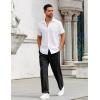 imageCOOFANDY Mens Casual Pants Drawstring Elastic Waist Pants Linen Summer Beach PantsBlack