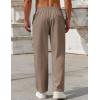 imageCOOFANDY Mens Casual Pants Drawstring Elastic Waist Pants Linen Summer Beach PantsBrown
