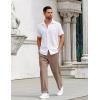 imageCOOFANDY Mens Casual Pants Drawstring Elastic Waist Pants Linen Summer Beach PantsBrown