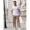 imageCOOFANDY Mens Casual Pants Drawstring Elastic Waist Pants Linen Summer Beach PantsBrown