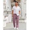 imageCOOFANDY Mens Casual Pants Drawstring Elastic Waist Pants Linen Summer Beach PantsDark Red